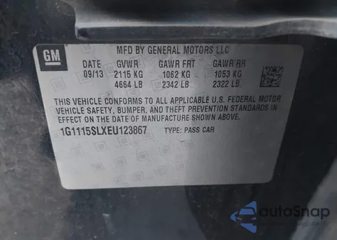 2014 Chevrolet Impala 1Lt z USA, uszkodzony, nr VIN 1G1115SLXEU123867